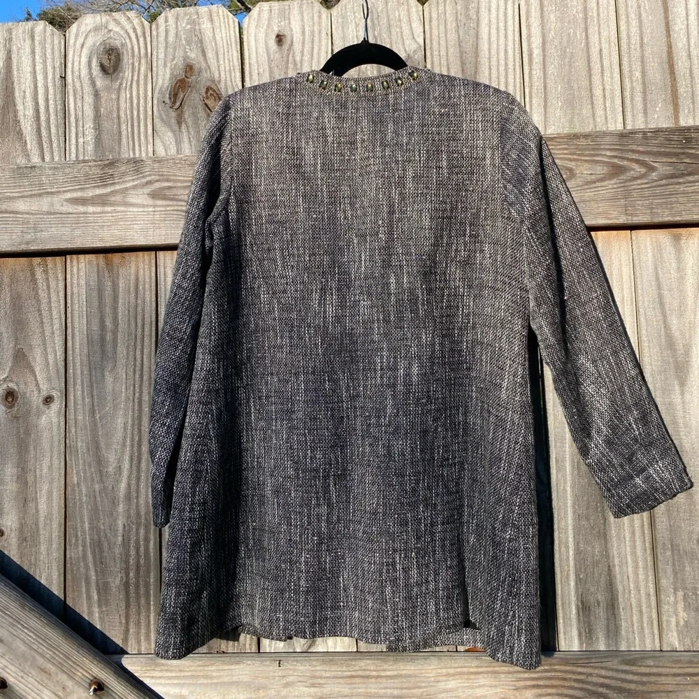 Chicos Gray Jeweled Women's Coat - Sz 8 / Medium / Chico size 1